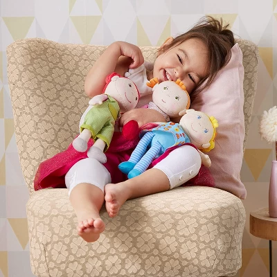 HABA Snug Up Edda - 10" Soft Doll With Fuzzy Blonde Hair And Embroidered Face - Image 4