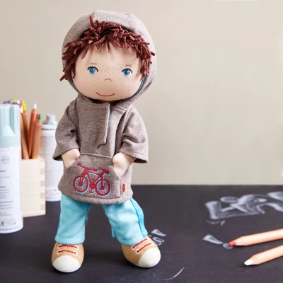 HABA Lian 12" Soft Boy Doll With Brown Hair, Blue Eyes And Embroidered Face (Machine Washable) - Image 6
