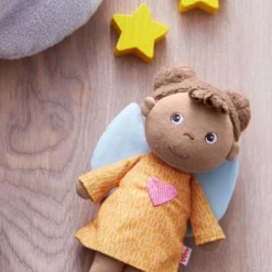 HABA Guardian Angel Mini Doll Nora - Tiny 6" Doll With Brown Skin And Angel Wings