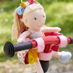 HABA Soft Doll's Bike Seat Flower Meadow - Attaches To Handlebars