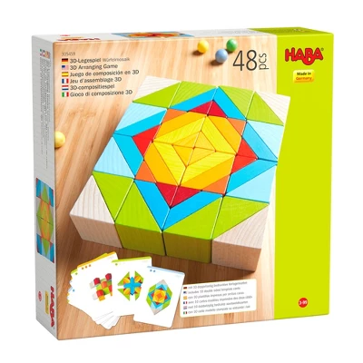 HABA 3D Puzzle Cube Mosaic - 48 Piece Wooden Blocks With 10 Double Sided Template Cards - Image 8
