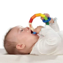 HABA Kringelring Wooden Baby Rattle Clutching Toy & Teether (Made In Germany)