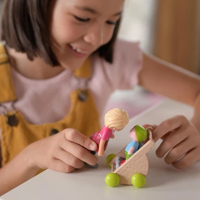 Haba Little Friends Mommy Melanie And Baby Figures With Stroller - Image 3