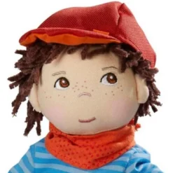 HABA Graham 12" Soft Boy Doll With Brown Hair, Brown Eyes Removable Clothing & Shoes
