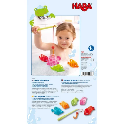 HABA Water Friends Ocean Fishing Fun Bath Toy With 5 Squirting Fish - Image 6