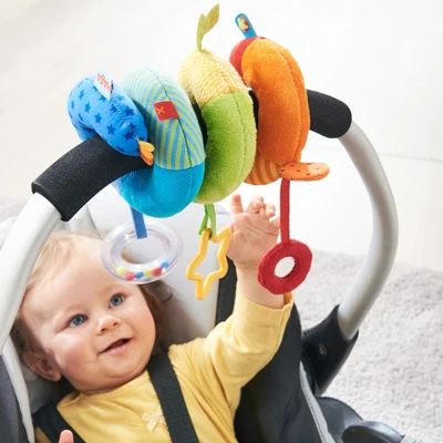 HABA Rainbow Activity Spiral - Plush Baby Toy For Car Seat Or Stroller
