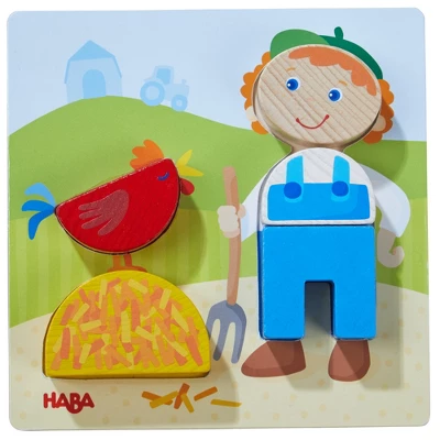 HABA On The Farm Beginner Pattern Blocks Puzzle - Ages 18 Months + - Image 2