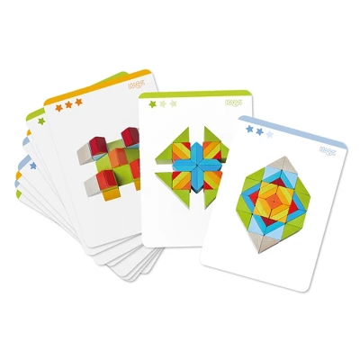 HABA 3D Puzzle Cube Mosaic - 48 Piece Wooden Blocks With 10 Double Sided Template Cards - Image 2