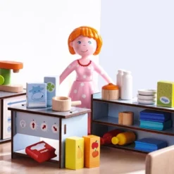 HABA Little Friends Dollhouse Kitchen Accessories - 24 Piece Set For 4" Bendy Dolls