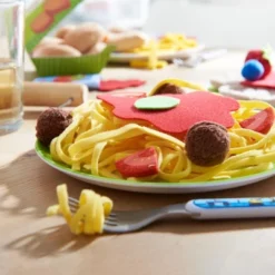 HABA Biofino Spaghetti Bolognese Polyester Pasta And Meatballs - For Pretend Role Play Dinner Fun