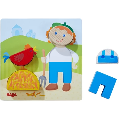 HABA On The Farm Beginner Pattern Blocks Puzzle - Ages 18 Months +