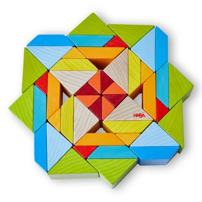 HABA 3D Puzzle Cube Mosaic - 48 Piece Wooden Blocks With 10 Double Sided Template Cards - Image 4