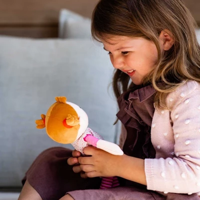 HABA Snug Up Roya - 10" Soft Doll With Fuzzy Red Pigtails And Embroidered Face - Image 9