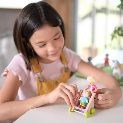 Haba Little Friends Mommy Melanie And Baby Figures With Stroller - Image 2