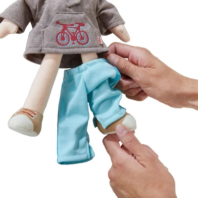 HABA Lian 12" Soft Boy Doll With Brown Hair, Blue Eyes And Embroidered Face (Machine Washable) - Image 4