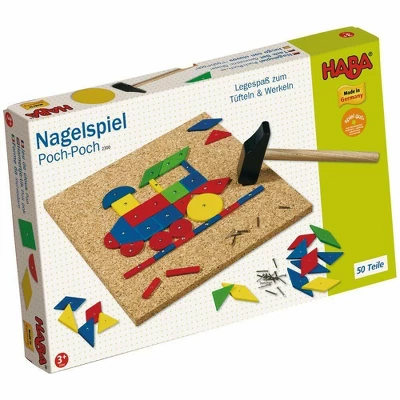 HABA Geo Shape Tack Zap Play Set - Geometric Designs With Hammer & Nails Children's Toy (Made In Germany) - Image 2